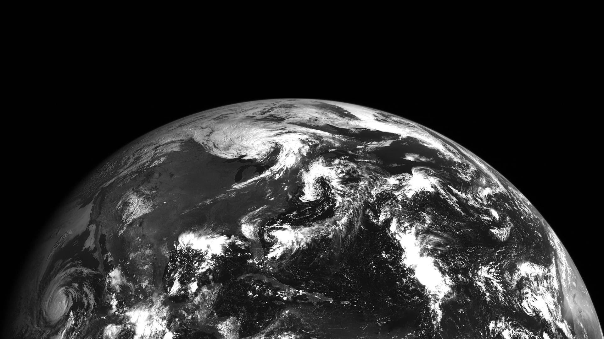 A grayscale picture of the Earth